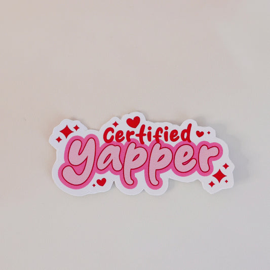 Certified Yapper aesthetic sticker – hot pink text design