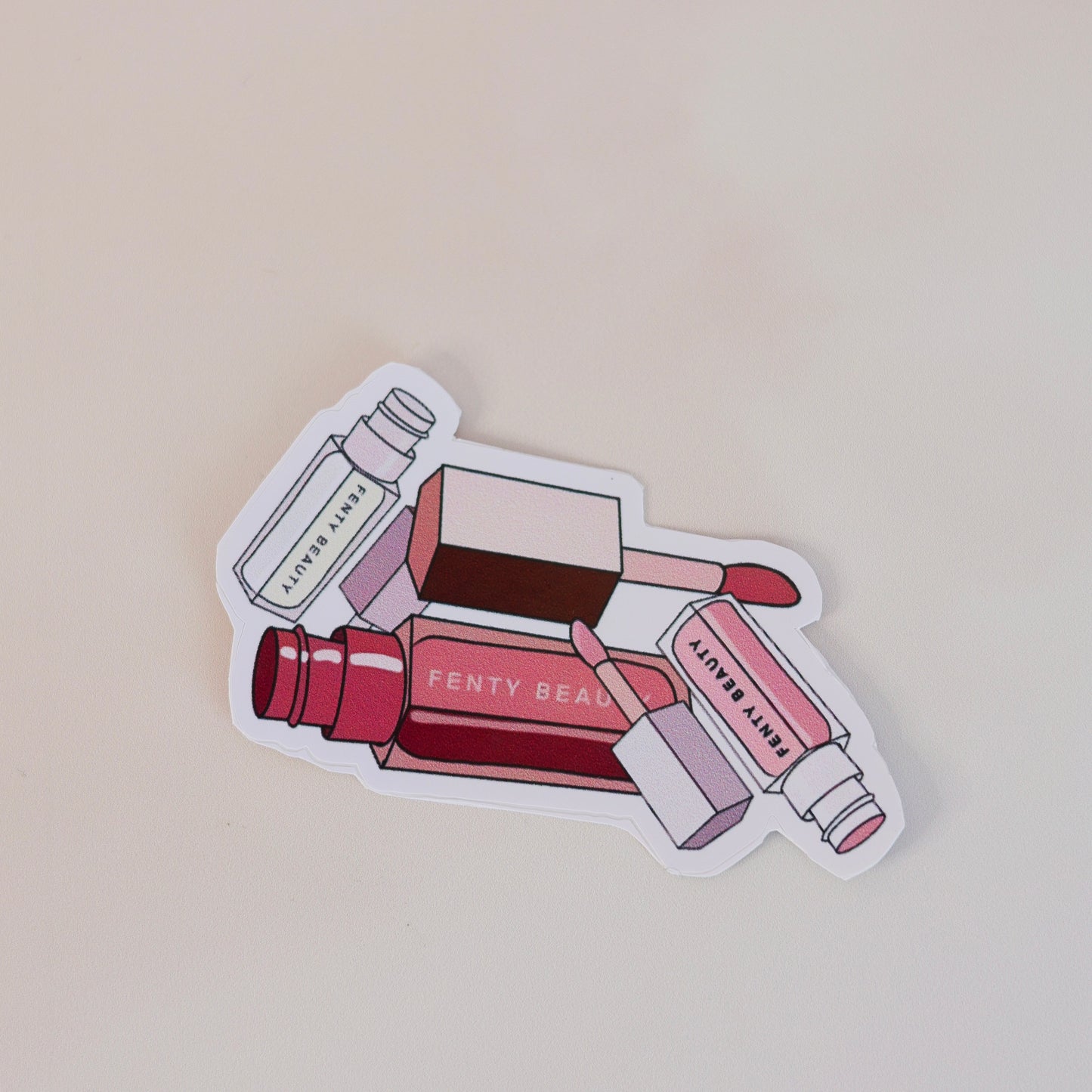 fenty beauty preppy aesthetic sticker – pastel lip gloss lettering design