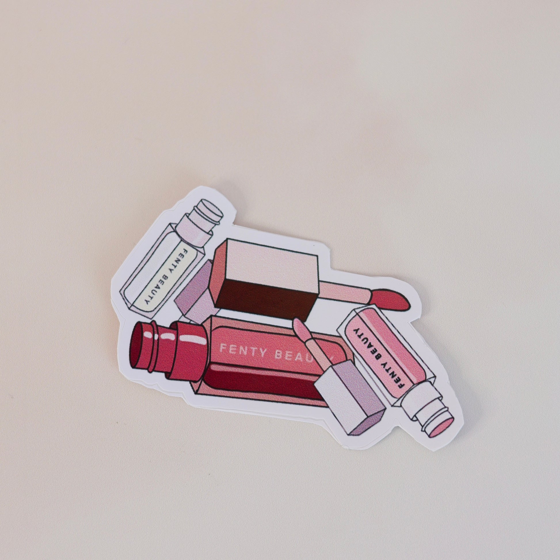 fenty beauty preppy aesthetic sticker – pastel lip gloss lettering design