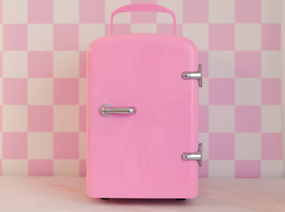 Cool Girl Fridge – pastel bubblegum pink mini skincare fridge
