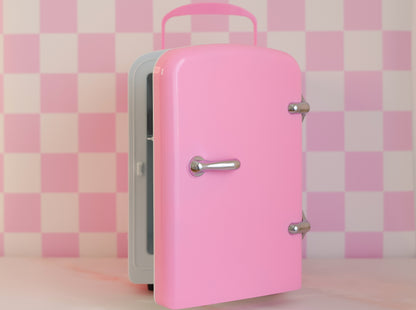 Cool Girl Fridge – pastel bubblegum pink mini skincare fridge