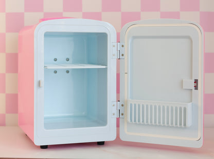 Cool Girl Fridge – pastel bubblegum pink mini skincare fridge